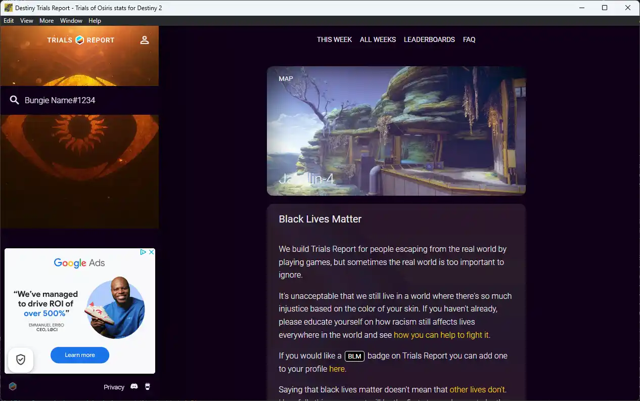 Trials Report Screenshot